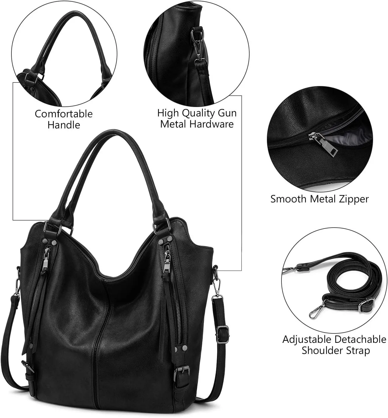 Tote Bag for Women PU Leather Shoulder Bags Fashion Hobo Bags Large Purse and Handbags with Adjustable Shoulder Strap