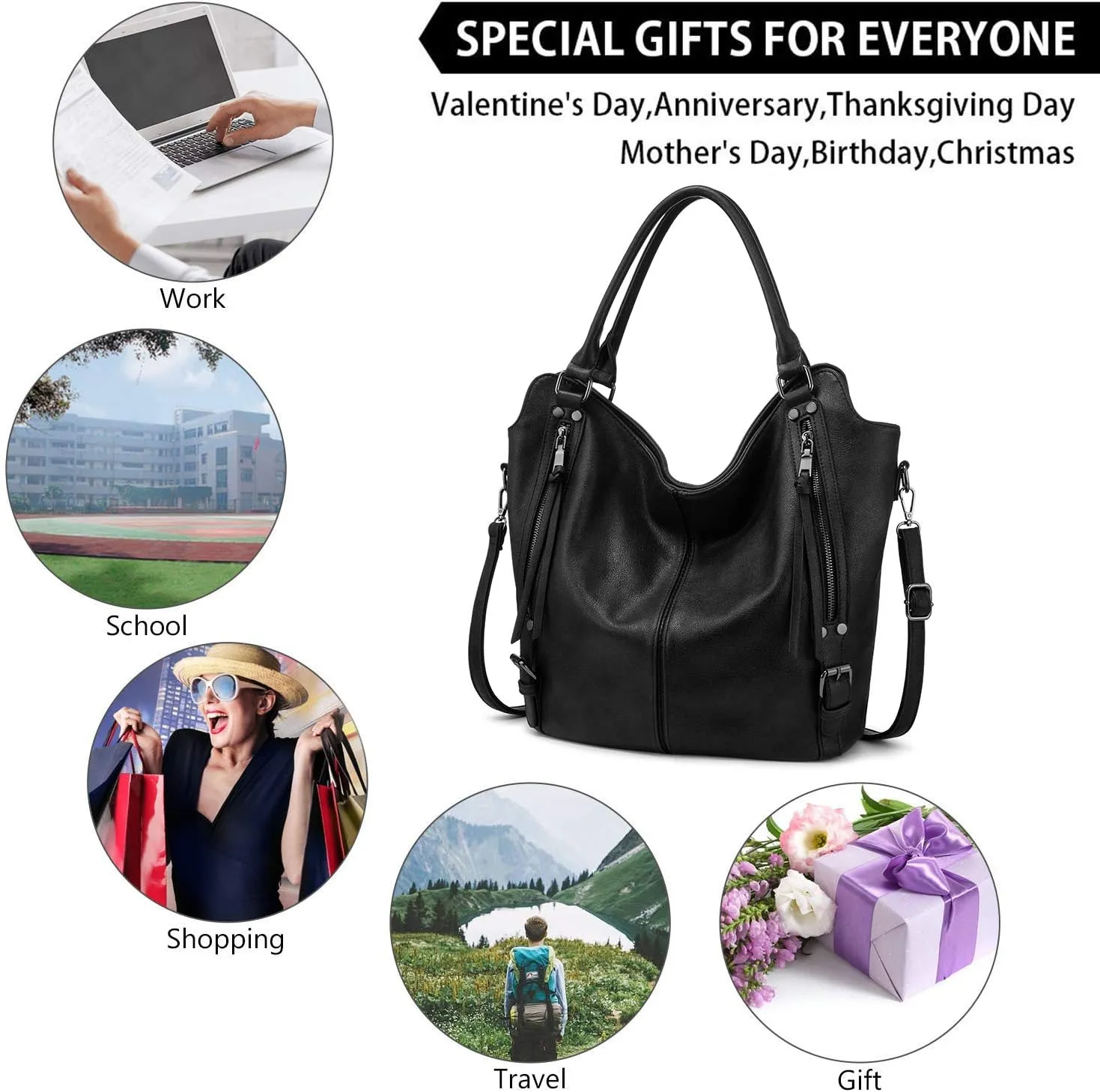 Tote Bag for Women PU Leather Shoulder Bags Fashion Hobo Bags Large Purse and Handbags with Adjustable Shoulder Strap