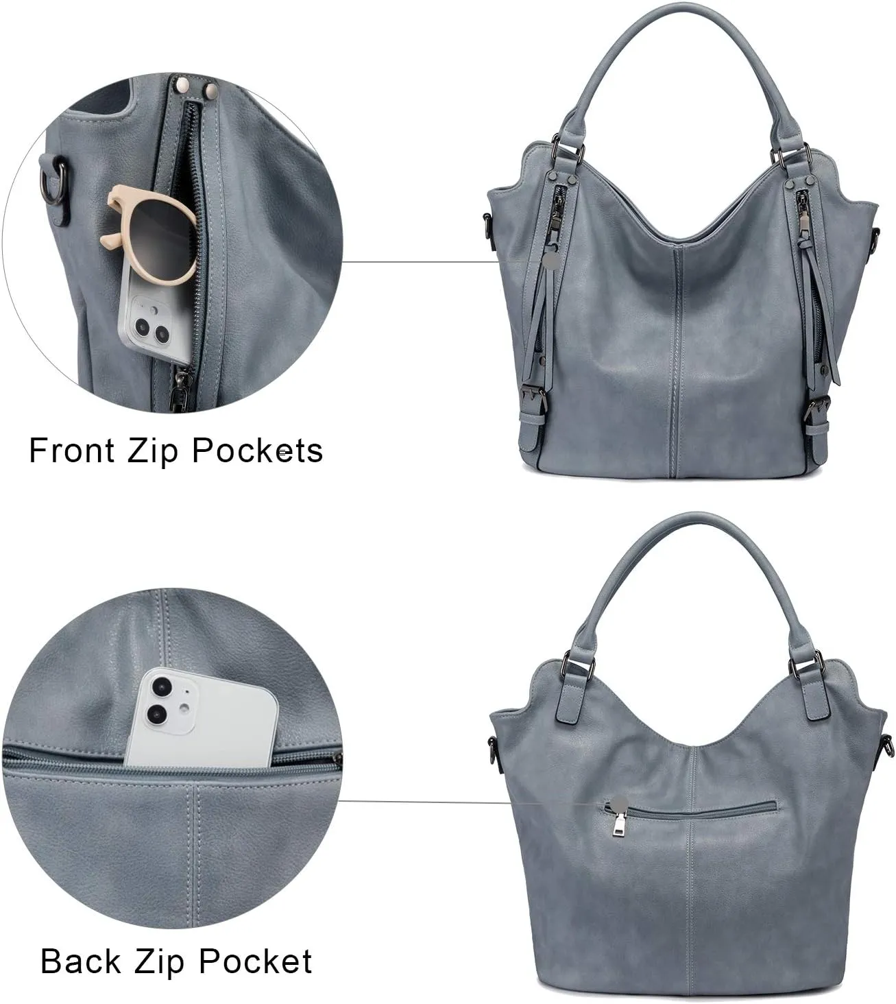 Tote Bag for Women PU Leather Shoulder Bags Fashion Hobo Bags Large Purse and Handbags with Adjustable Shoulder Strap