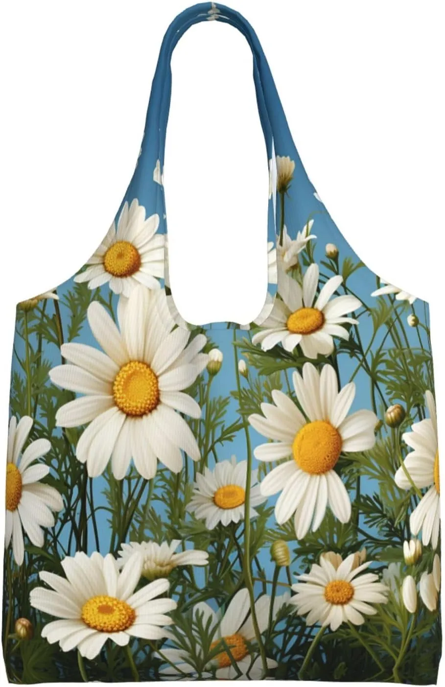 Tote Bag for Women Reusable Grocery Bag Canvas Shopping Bag Camomile pattern Handbag Foldable Shoulder Bag