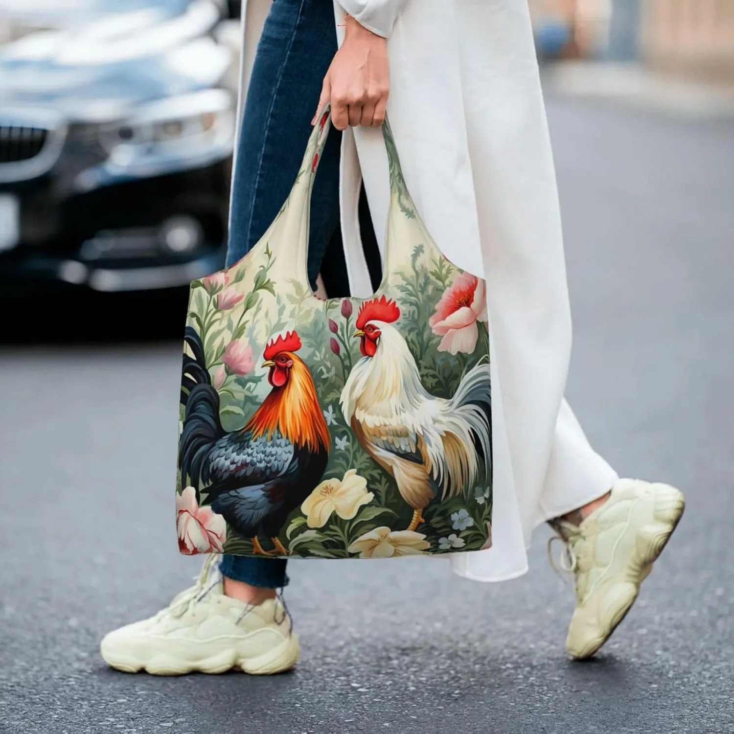 Tote Bag for Women Reusable Grocery Bag Canvas Shopping Bag Starry sky butterfly Handbag Foldable Shoulder Bag