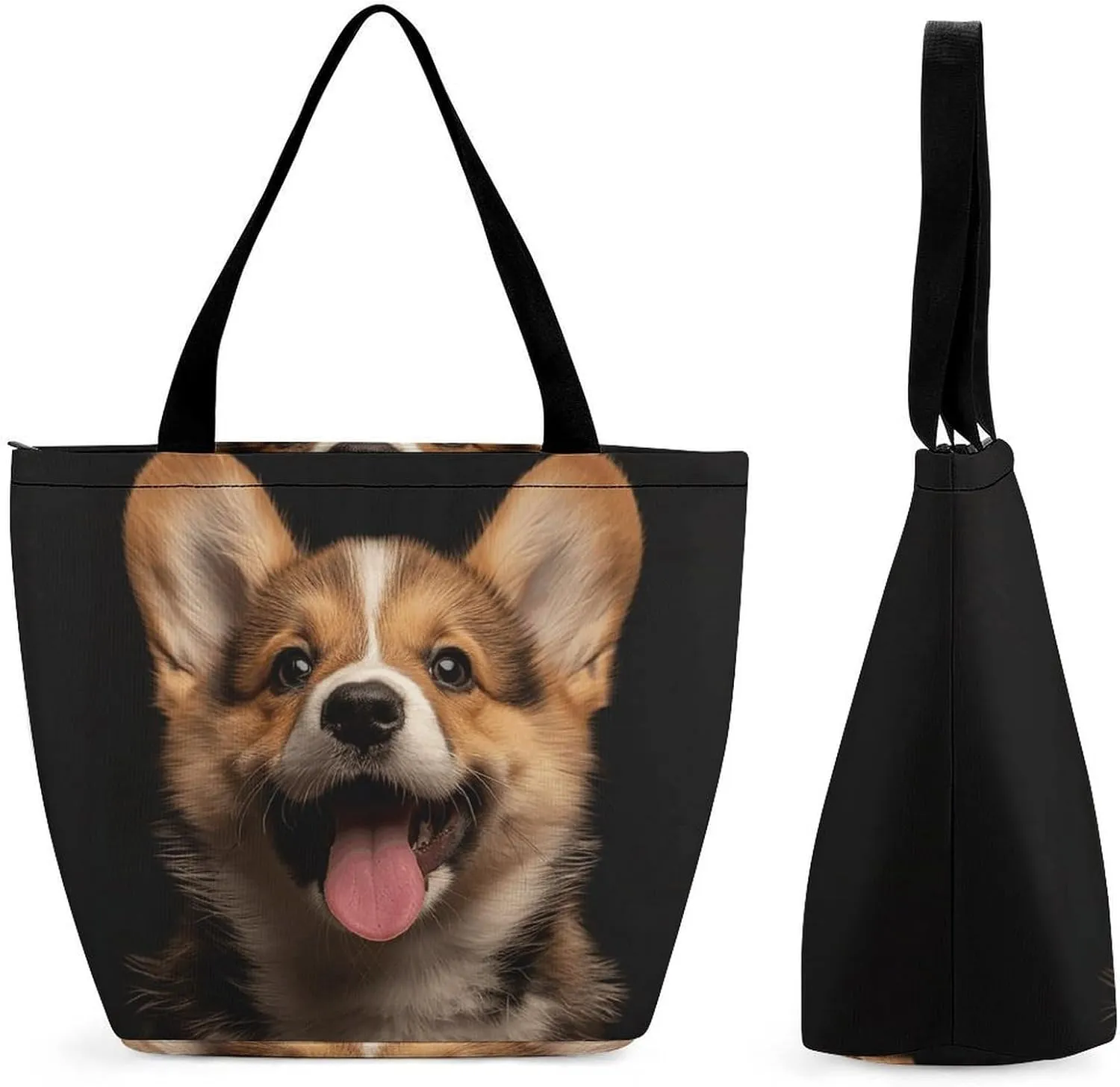 Tote Bag for Women Reusable Handbag Grocery Bags Fashion Shoulder Bags Dog Sticking Out Tongue Shopping Bags