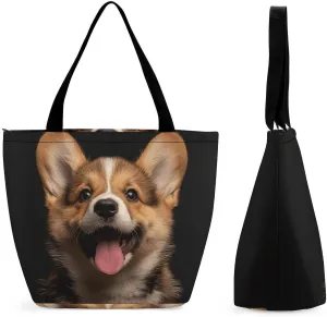 Tote Bag for Women Reusable Handbag Grocery Bags Fashion Shoulder Bags Dog Sticking Out Tongue Shopping Bags