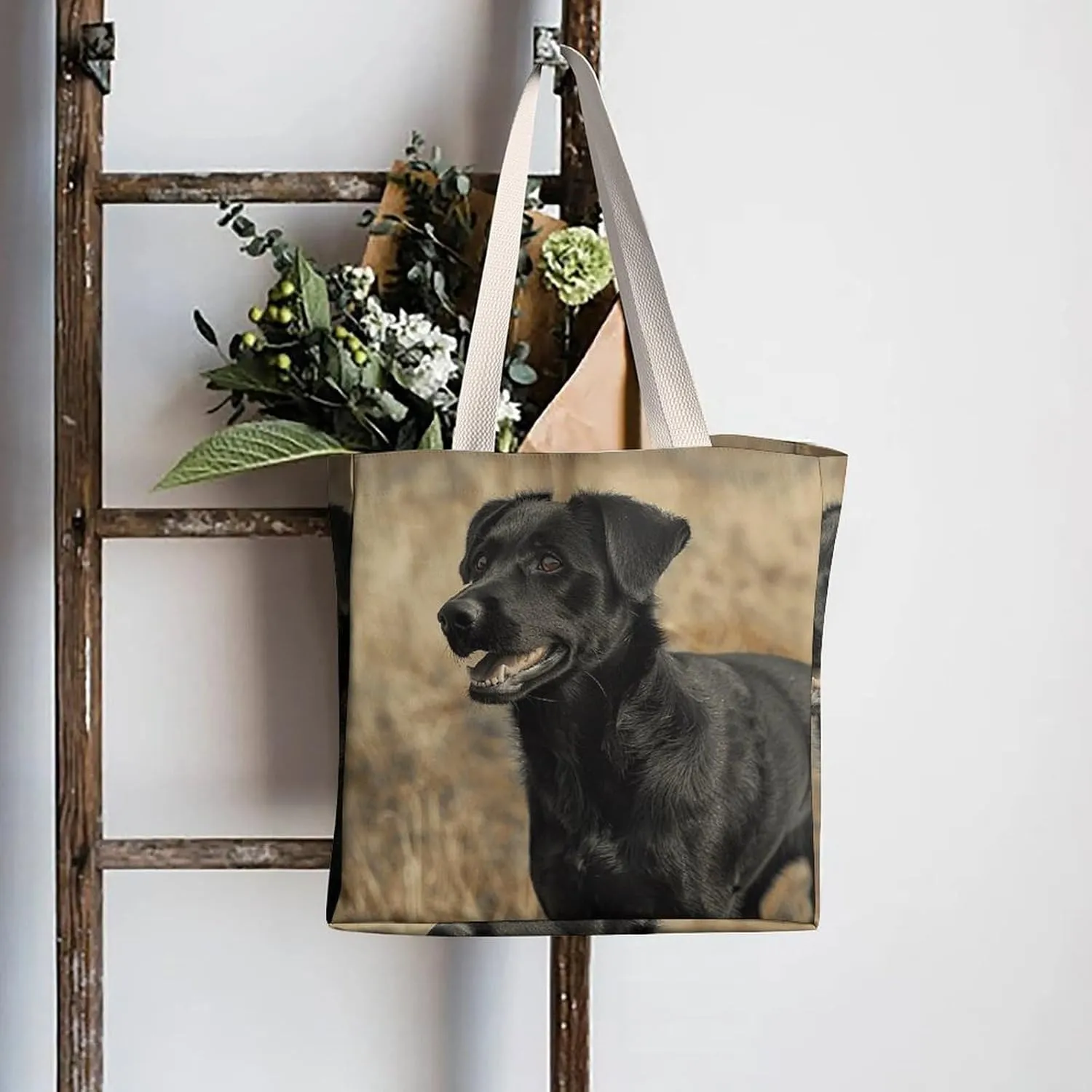 Tote Bag Laptop Handbag Standing in The Field Grocery Bag Canvas Shoulder Bag Crossbody Bag for Travel