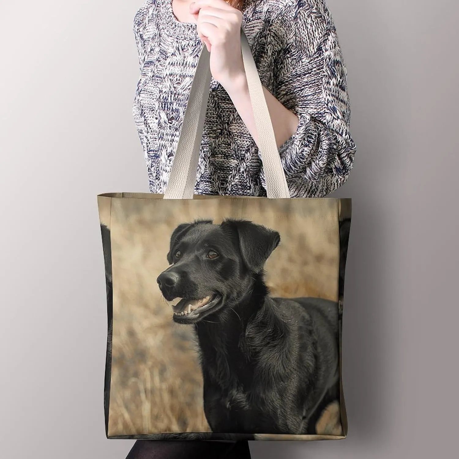 Tote Bag Laptop Handbag Standing in The Field Grocery Bag Canvas Shoulder Bag Crossbody Bag for Travel