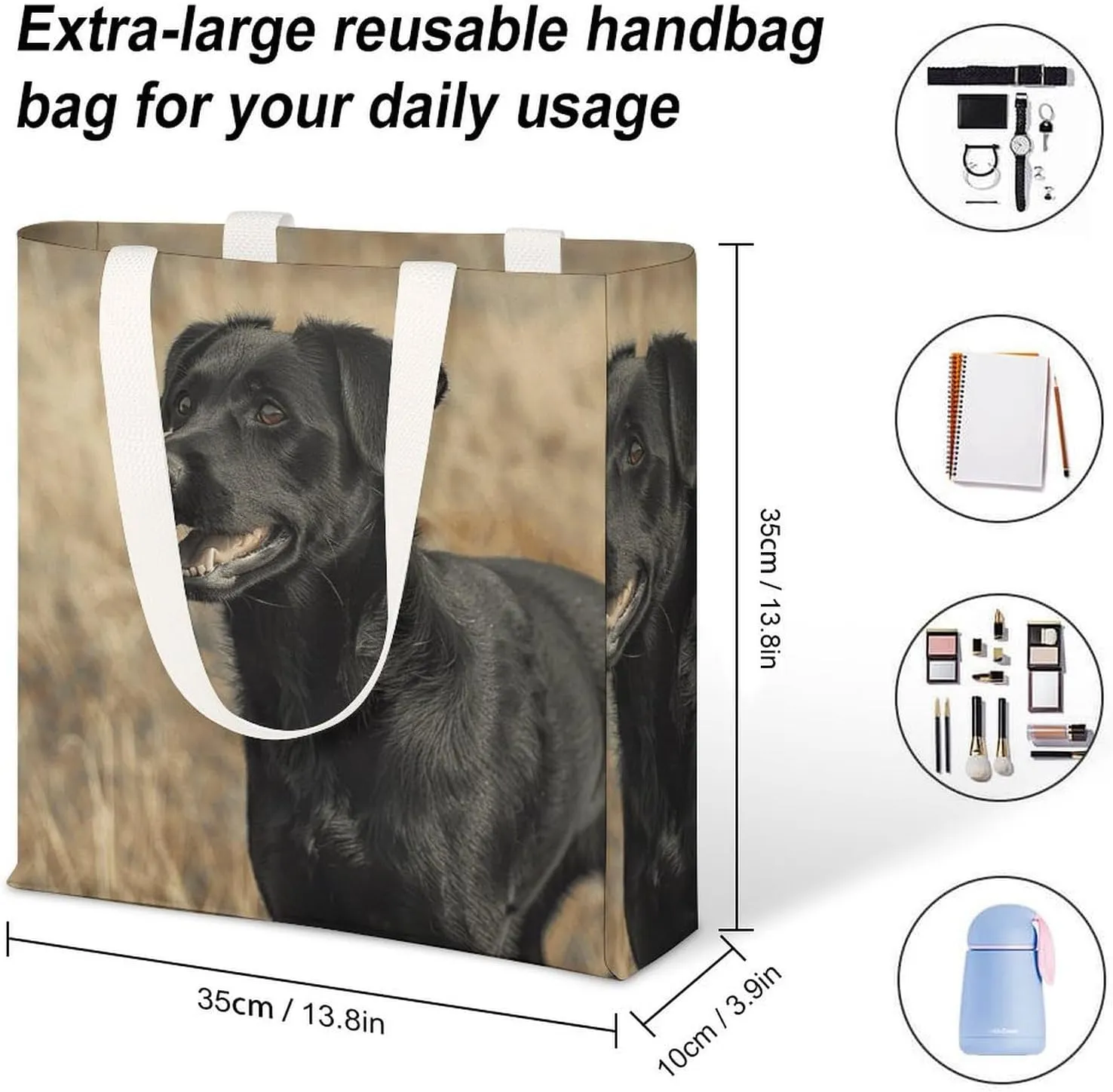 Tote Bag Laptop Handbag Standing in The Field Grocery Bag Canvas Shoulder Bag Crossbody Bag for Travel