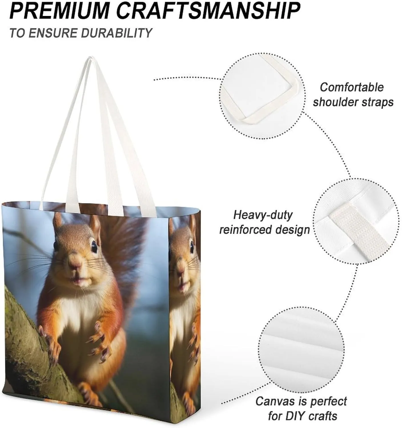 Tote Bag Laptop Handbag The Silent Monkey Grocery Bag Canvas Shoulder Bag Crossbody Bag for Travel