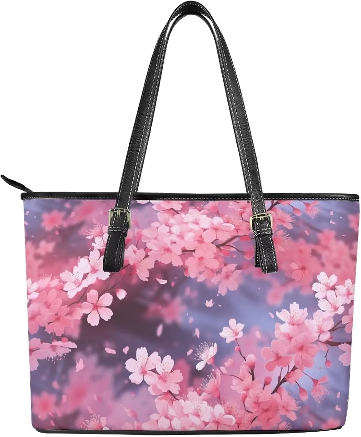 Tote Bag Large Women Bright Flowers Large Shoulder Handbag for Work,Shopping, Faux Leather Travel Satchel Handbag