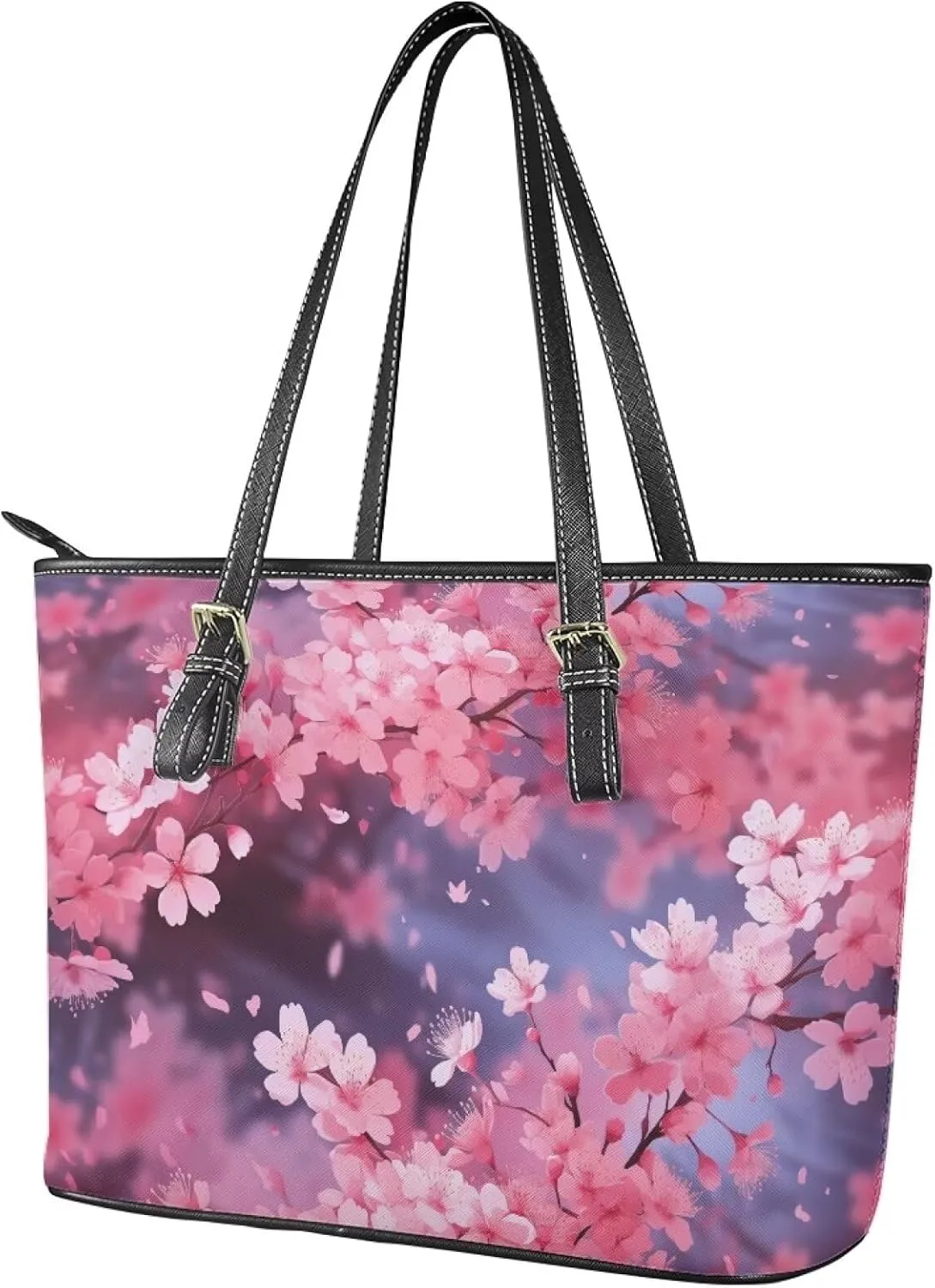 Tote Bag Large Women Bright Flowers Large Shoulder Handbag for Work,Shopping, Faux Leather Travel Satchel Handbag