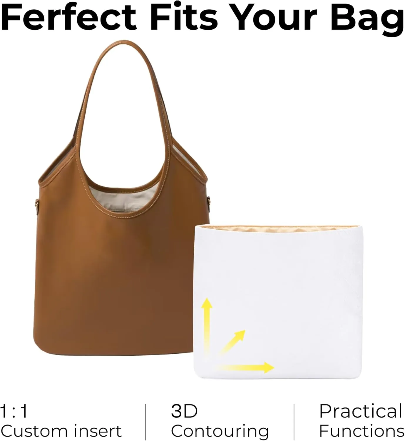 Tote Bag Organizer Insert for MiuMiu IVY Leather Bag, Custom Fit Inside Premium Vanile Lightweight WaterResistant Purse Insert with Cup Holder Accessories
