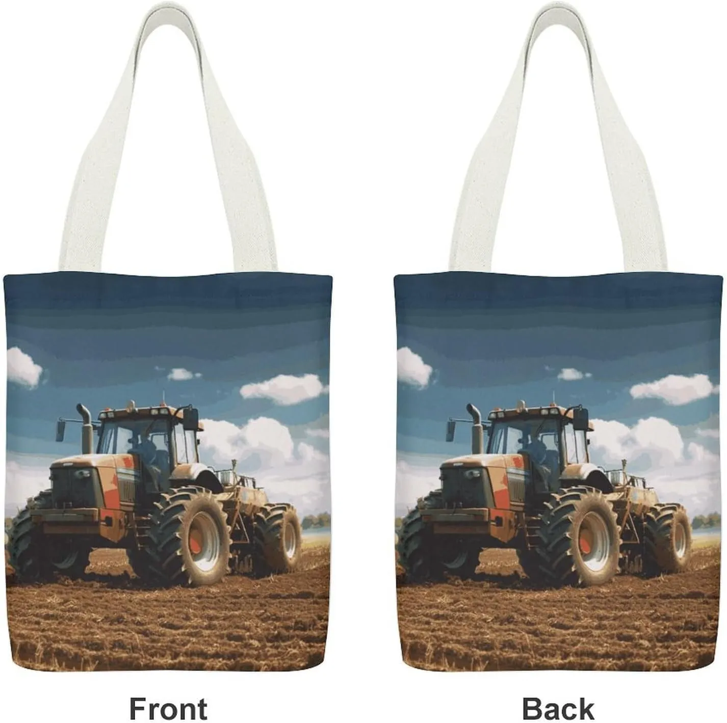 Tote Bag Reusable Cartoon Ladybug Flower Grocery Bag Canvas Shopping Bag with Inner Pocket for Women