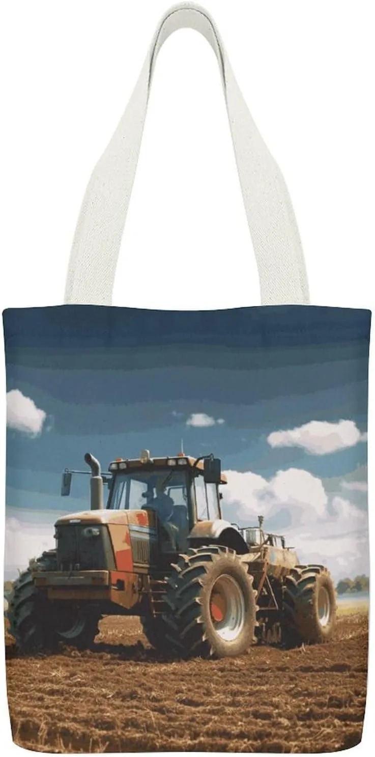 Tote Bag Reusable Cartoon Ladybug Flower Grocery Bag Canvas Shopping Bag with Inner Pocket for Women