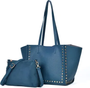 Tote Bag Vegan Leather Purses and Handbags for Women Top Handle Satchel Purse Ladies Shoulder Bags Set 2pcs