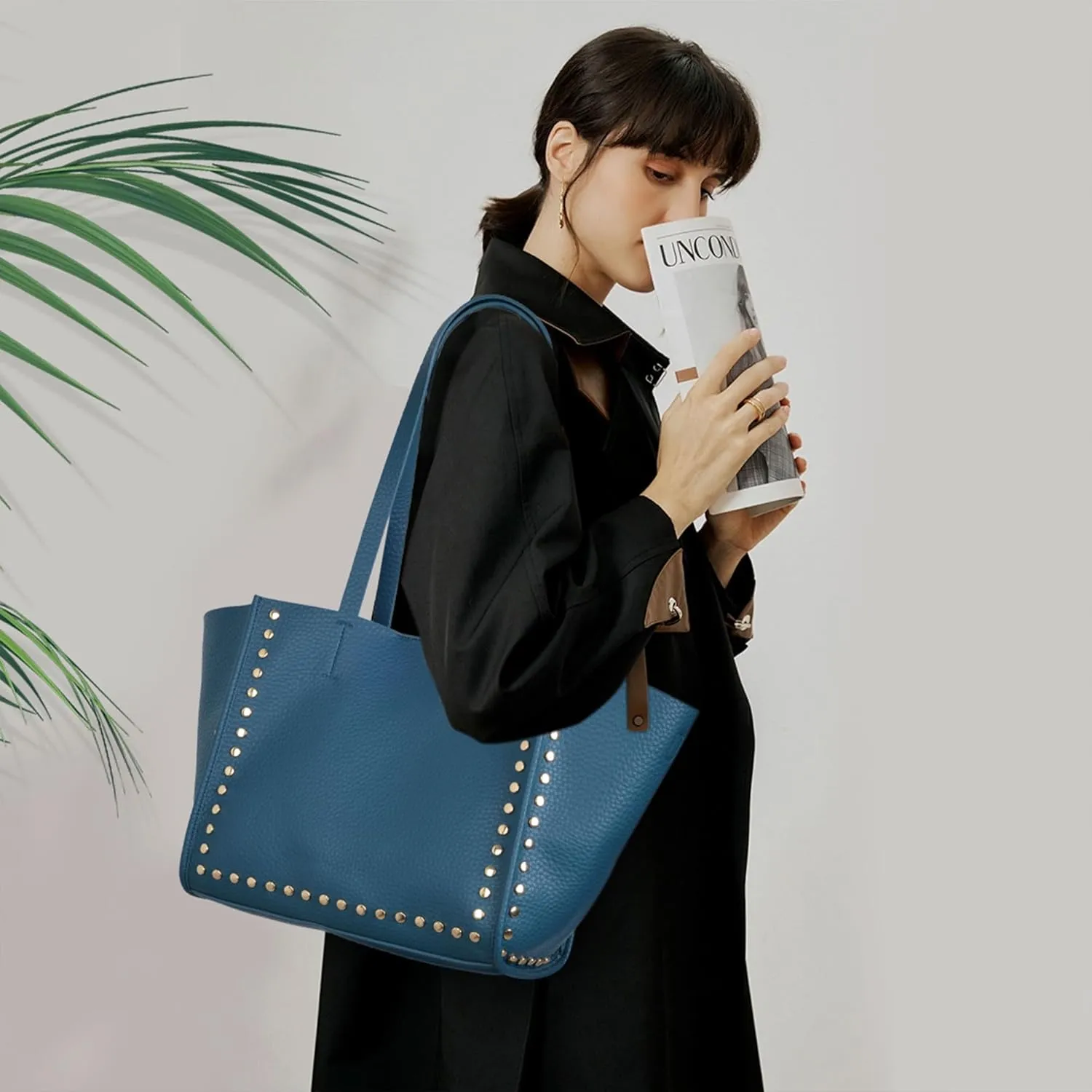 Tote Bag Vegan Leather Purses and Handbags for Women Top Handle Satchel Purse Ladies Shoulder Bags Set 2pcs