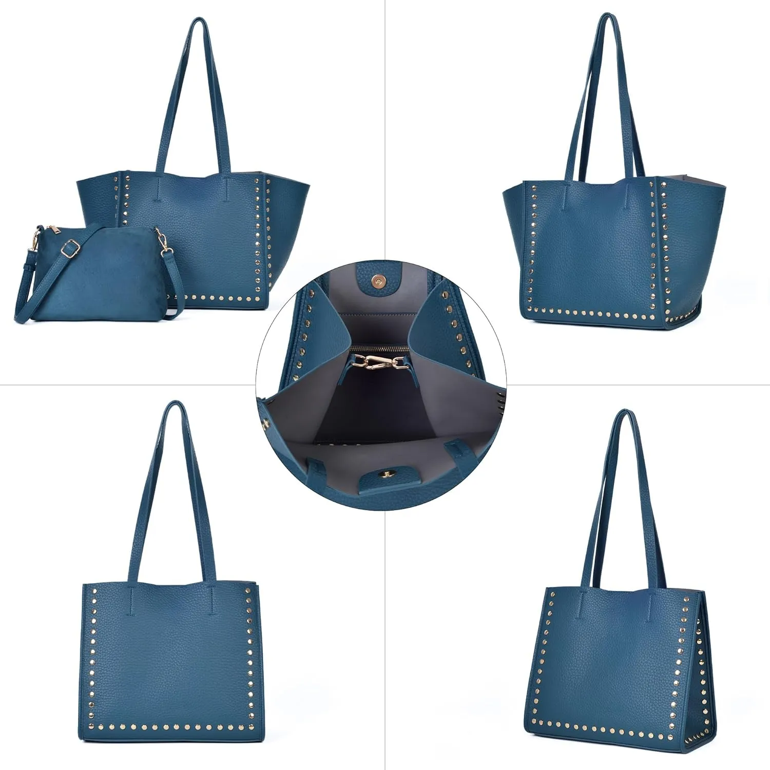 Tote Bag Vegan Leather Purses and Handbags for Women Top Handle Satchel Purse Ladies Shoulder Bags Set 2pcs