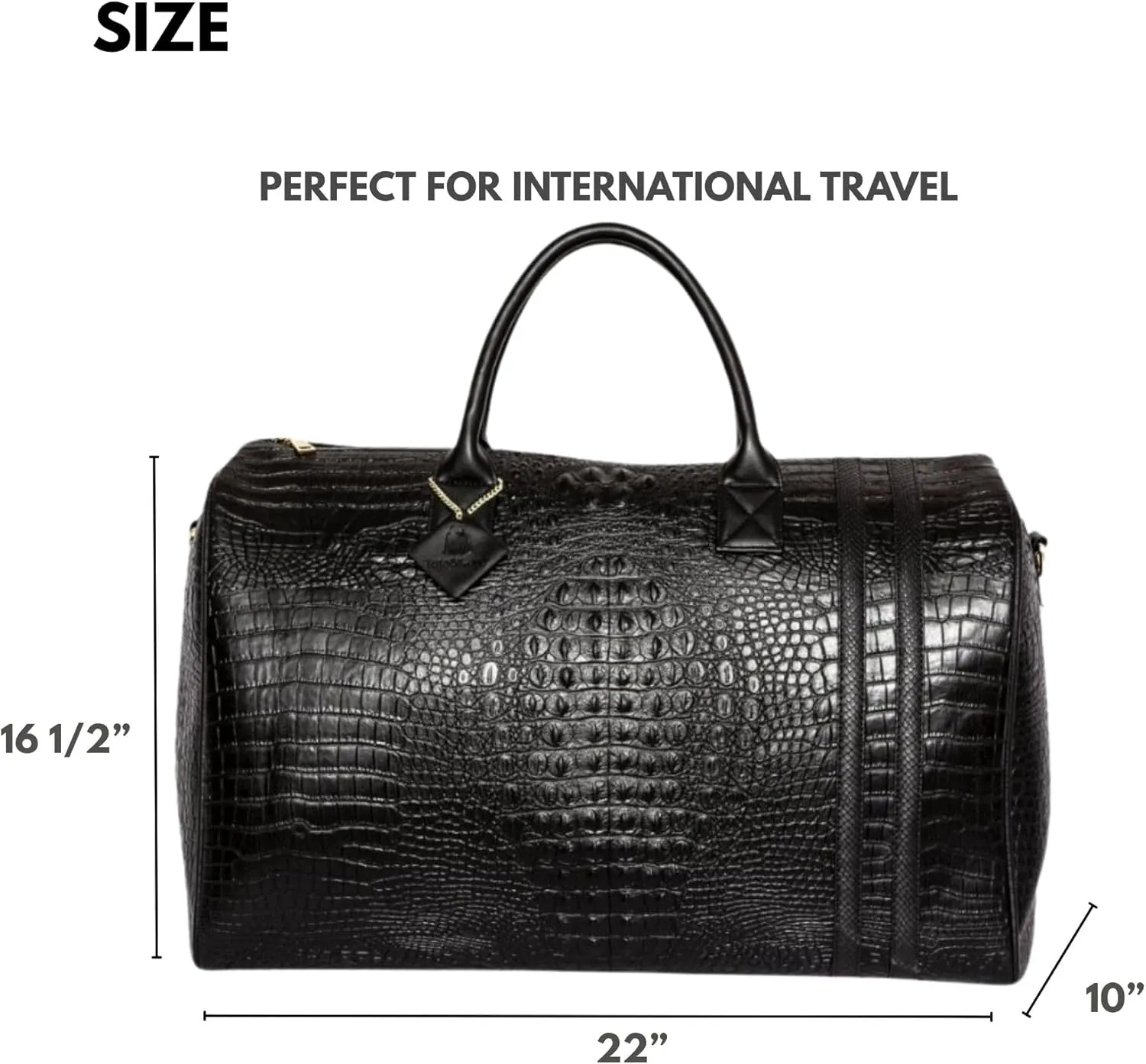 Tote&Carry Apollo 2 Duffle Bag for Travel Women & Men, TSA Approved Carry On Duffel Bag, Premium Vegan Leather w/Gold Hardware, Durable Weekender Luggage for All-Purpose Use (Black, XL)