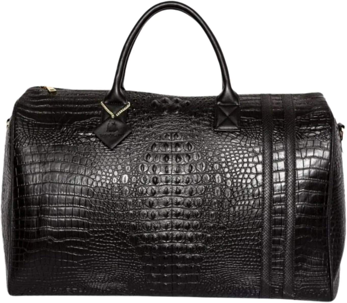 Tote&Carry Apollo 2 Duffle Bag for Travel Women & Men, TSA Approved Carry On Duffel Bag, Premium Vegan Leather w/Gold Hardware, Durable Weekender Luggage for All-Purpose Use (Black, XL)