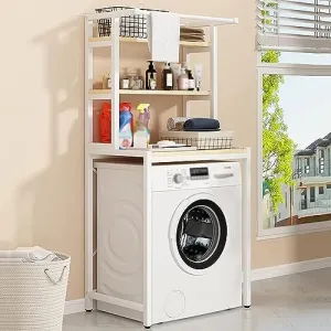 Towel Rack Multifunctional Over Washing Machine and Dryer Storage Rack Space Saving Bathroom Organizer Shelf with Clothes Rail Balcony Towel Rail Handbags