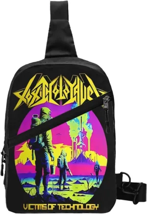 Toxic Music Holocaust Foldable Crossbody Sling Bags Shoulder Chest Backpack Lightweight Handbag for Cycling Hiking