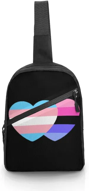 Transgender Polysexual Polyromantic Proud Heart Foldable Crossbody Sling Bags Shoulder Backpack Chest DayPack Handbag