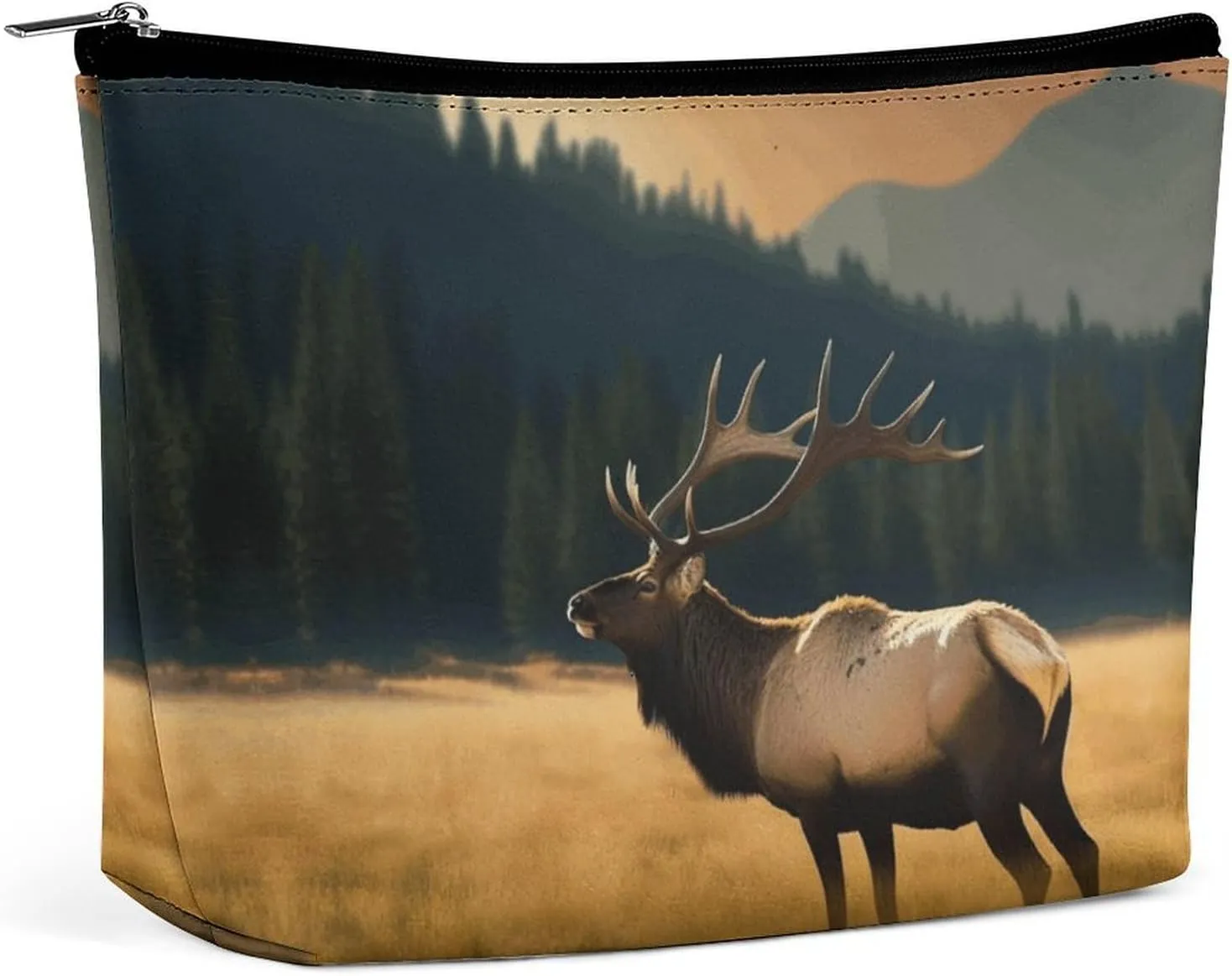 Travel Cosmetic Bag,Elk in The Meadow Print Handheld Cosmetic Travel Bag,simple Cosmetic Bag,cosmetic Bag for Purse