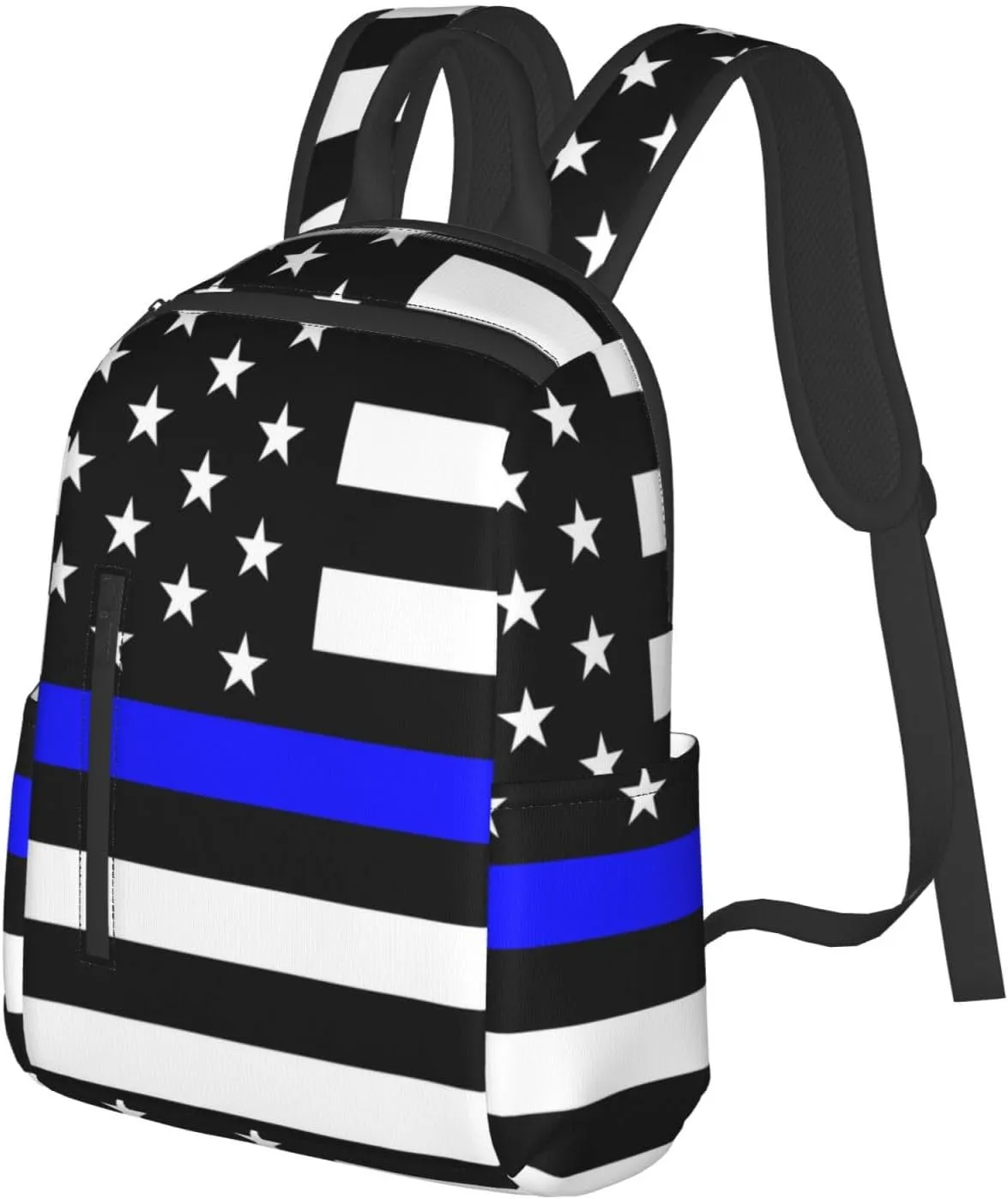 Travel Laptop Backpack Business American Thin Blue Line police Flag College Computer Bag Gift for Men & Women
