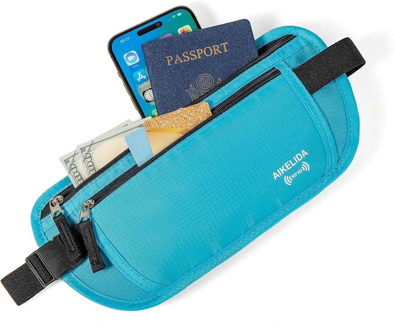Travel Money Belt - Slim Passport Holder Travel Wallet with RFID Blocking Travel Pouch Undercover Fanny Pack for Women Men