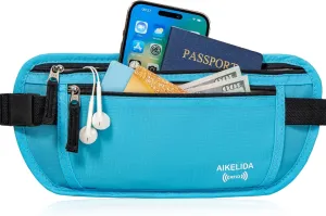 Travel Money Belt - Slim Passport Holder Travel Wallet with RFID Blocking Travel Pouch Undercover Fanny Pack for Women Men