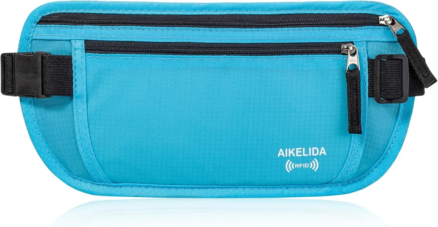 Travel Money Belt - Slim Passport Holder Travel Wallet with RFID Blocking Travel Pouch Undercover Fanny Pack for Women Men