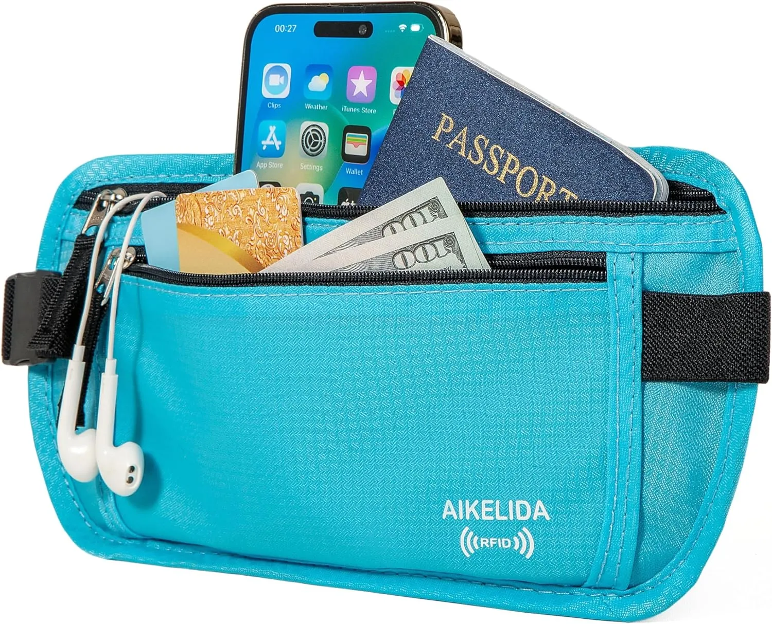 Travel Money Belt - Slim Passport Holder Travel Wallet with RFID Blocking Travel Pouch Undercover Fanny Pack for Women Men
