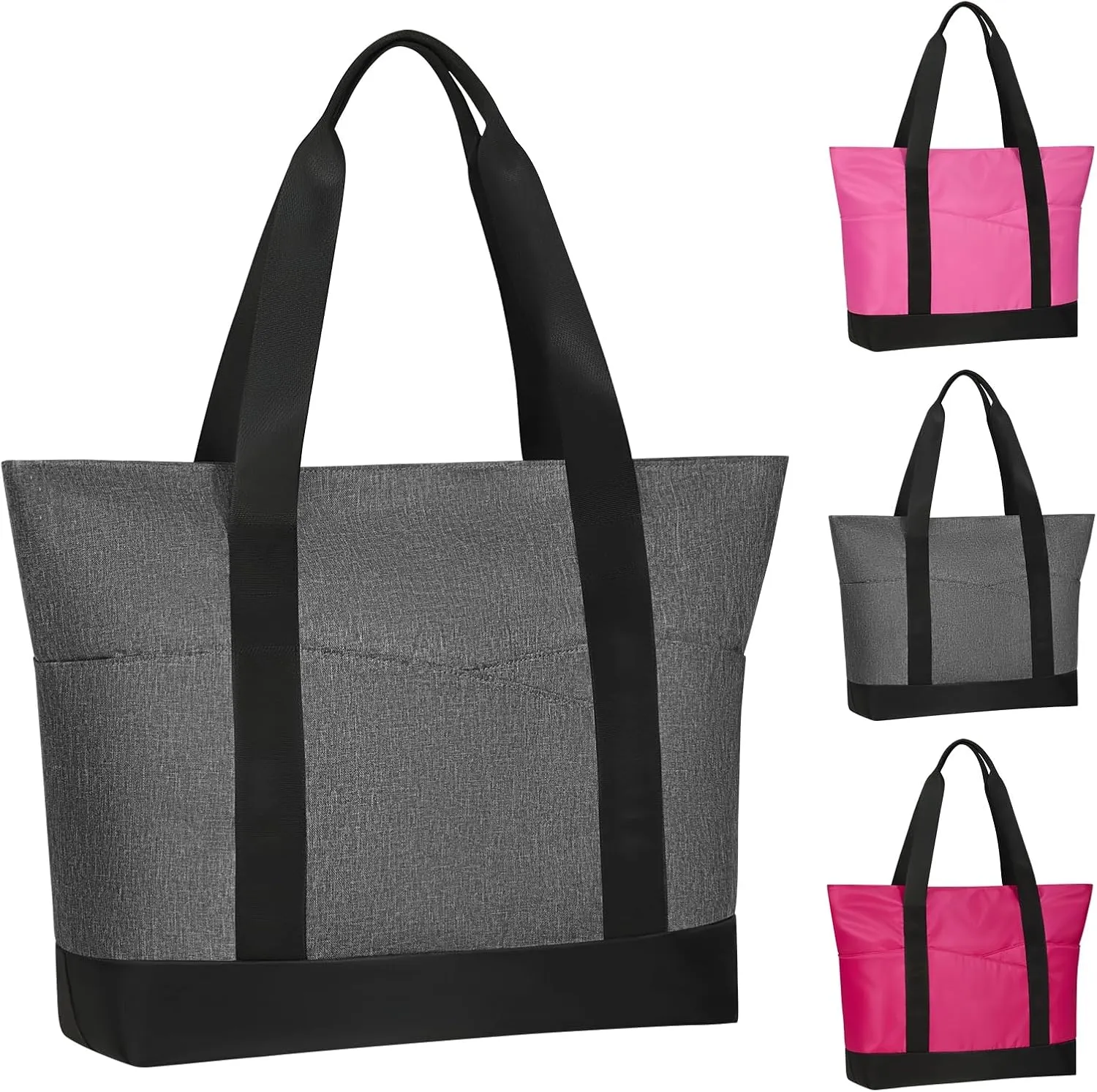 Travel Tote Bag for Women, Large Tote Handbag with Zipper, Beach Bag with Multi Pockets for College Work Shopping