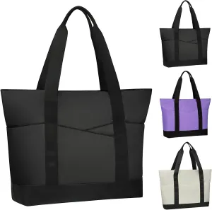 Travel Tote Bag for Women, Large Tote Handbag with Zipper, Beach Bag with Multi Pockets for College Work Shopping