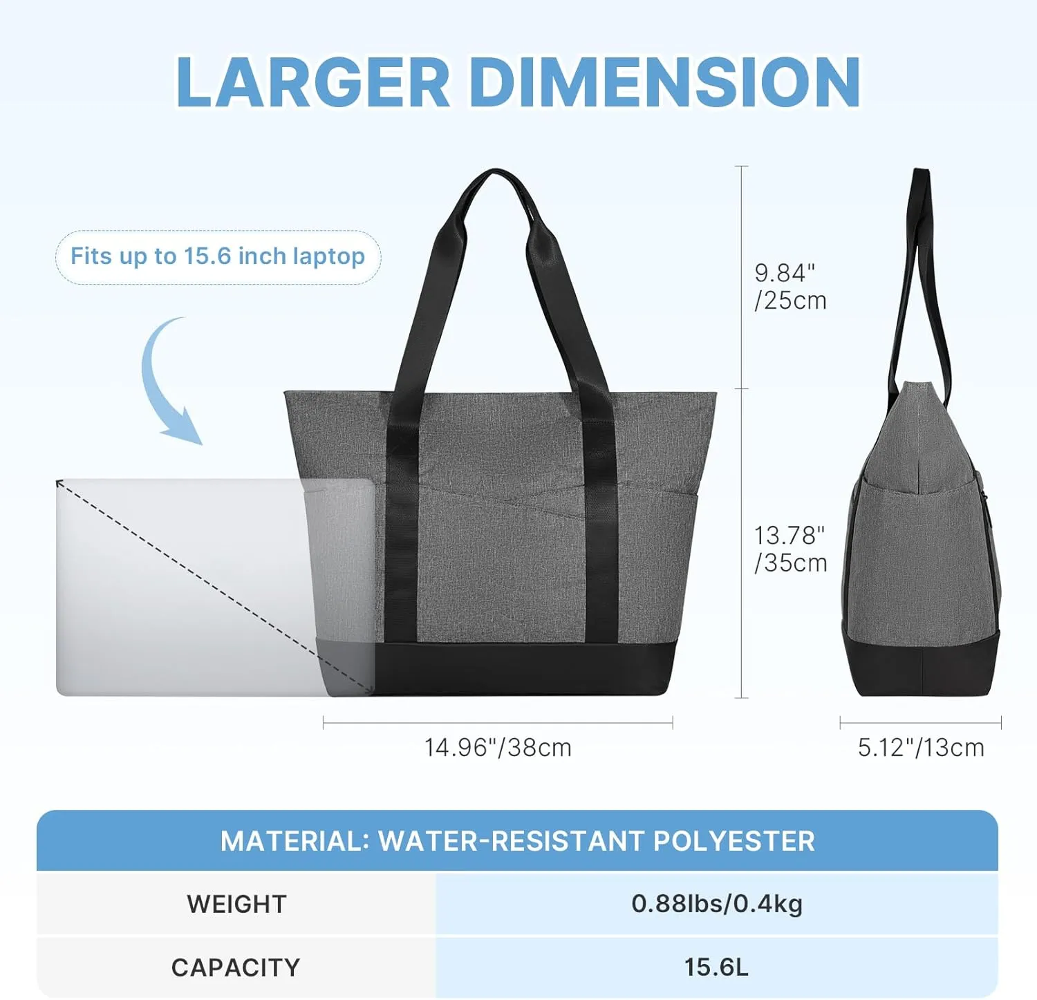 Travel Tote Bag for Women, Large Tote Handbag with Zipper, Beach Bag with Multi Pockets for College Work Shopping