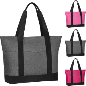 Travel Tote Bag for Women, Large Tote Handbag with Zipper, Beach Bag with Multi Pockets for College Work Shopping