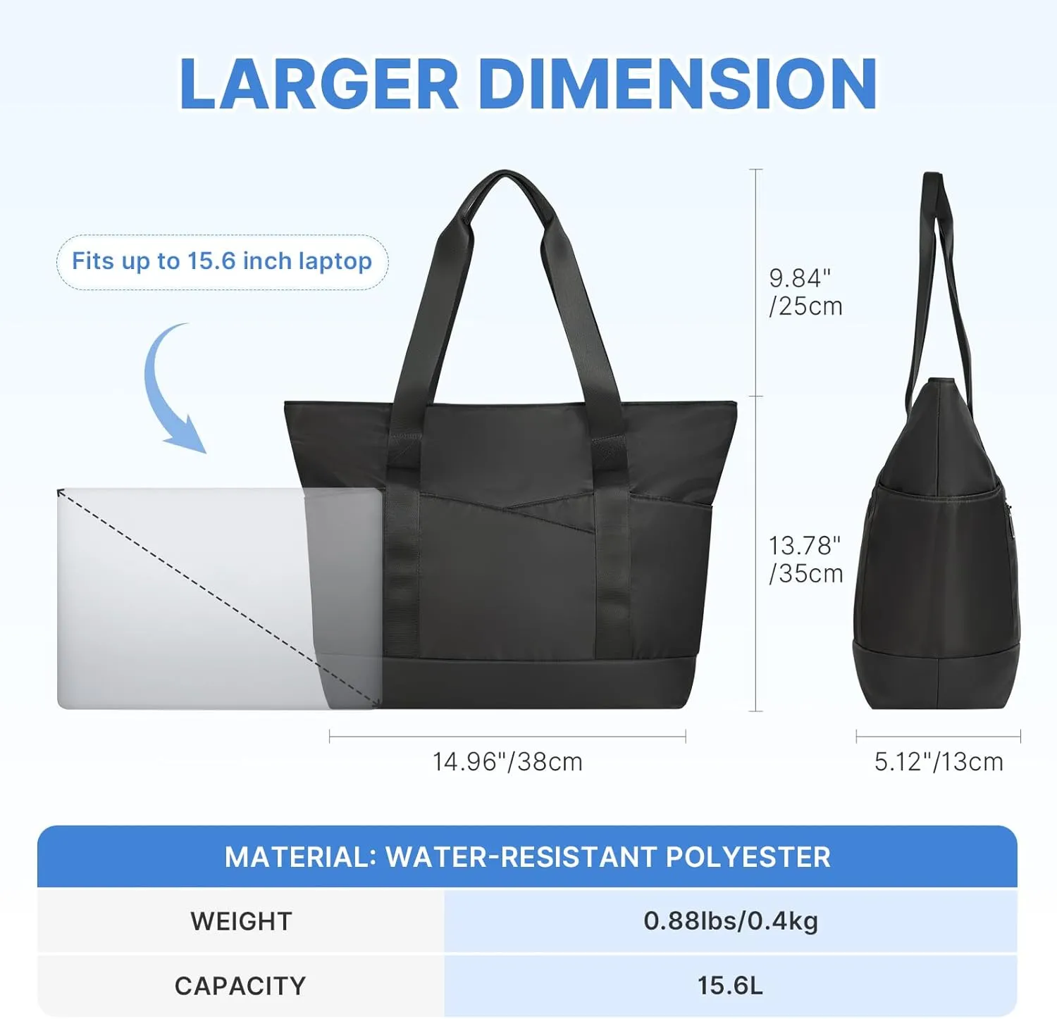 Travel Tote Bag for Women, Large Tote Handbag with Zipper, Beach Bag with Multi Pockets for College Work Shopping