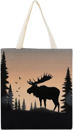 Travel Tote Bags for Women,beach Tote Bag,Moose Mountain Pine Tree Wilderness Printed Shoulder Handbag,suitable for Shopping,travel., 38x41cm