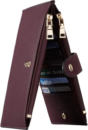 Travelambo Leather Wallets for Women Slim RFID Blocking Bifold Credit Card Holder Wallet