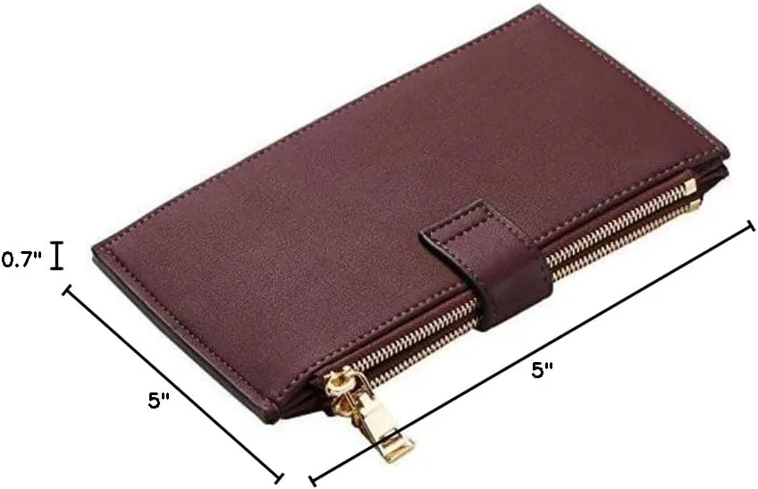 Travelambo Leather Wallets for Women Slim RFID Blocking Bifold Credit Card Holder Wallet