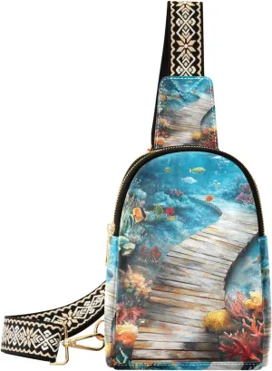 trendy 3d Creative Floor Painting Ocean Underwater cross body bags cute travel fanny pack for for day pack