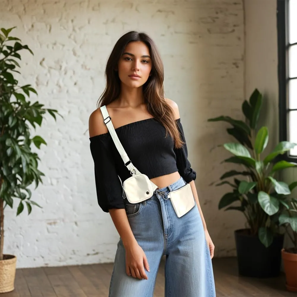 Trendy Crossbody Bags for Women Lightweight Nylon Shoulder Bag waterproof Waist Packs small purse for Travel sports