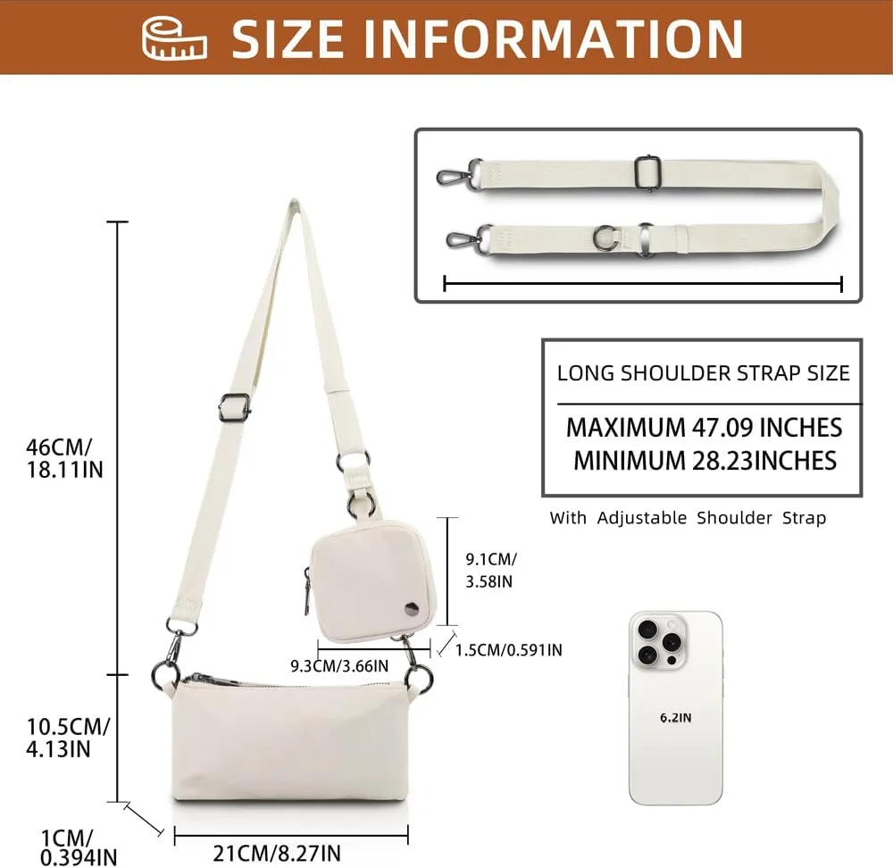 Trendy Crossbody Bags for Women Lightweight Nylon Shoulder Bag waterproof Waist Packs small purse for Travel sports