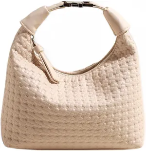 Trendy Shoulder Purses for Women PU Leather Woven Bag Hobo Tote Handbags Cute Crossbody Bags with Zipper Closure