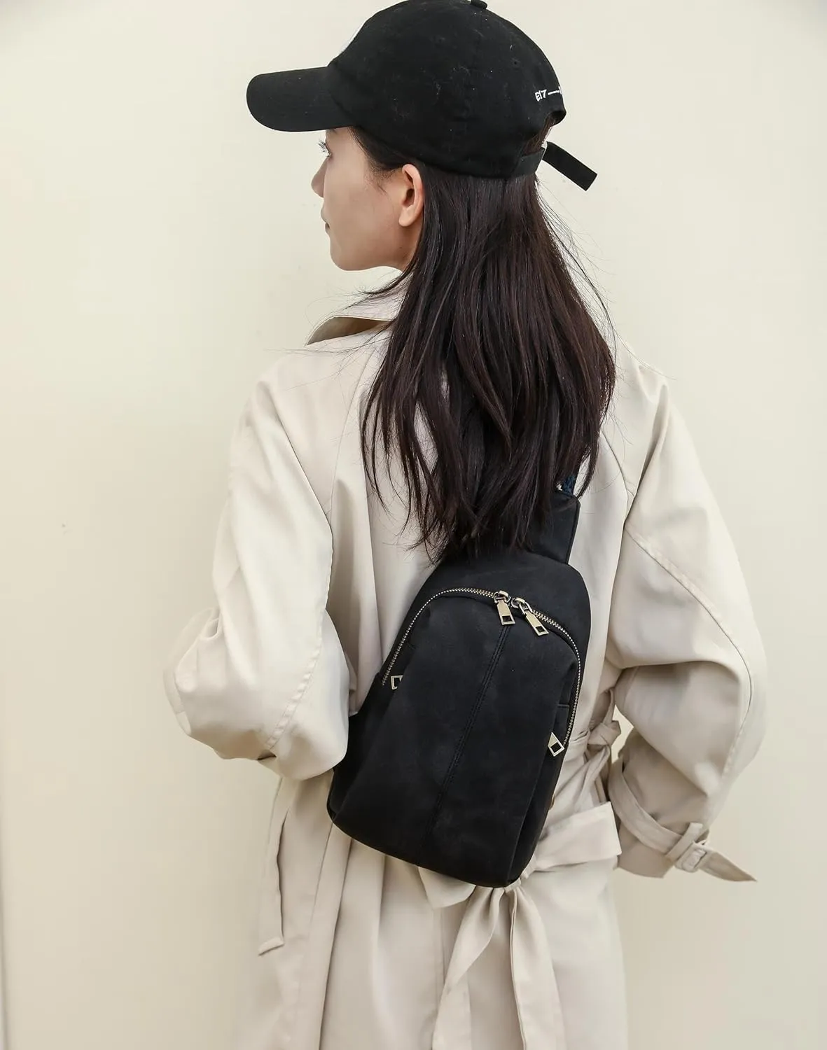 Trendy Sling Bag for Women Shoulder Cross body Bags Vegan Leather Chest Purse with Adjustable Strap