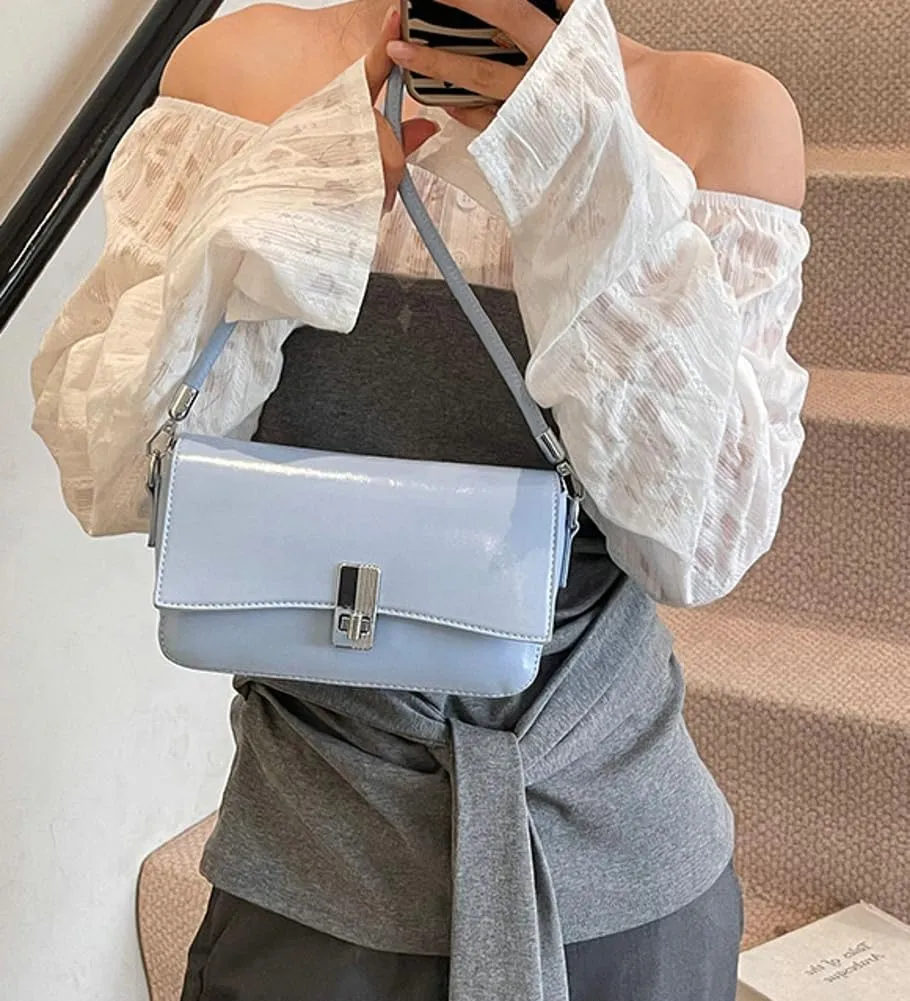 Trendy Solid Color Simple Underarm Bag for Women Casual Buckle Shoulder Bag PU Leather Outdoor Satchel Bags 2025