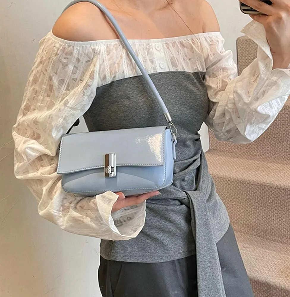 Trendy Solid Color Simple Underarm Bag for Women Casual Buckle Shoulder Bag PU Leather Outdoor Satchel Bags 2025