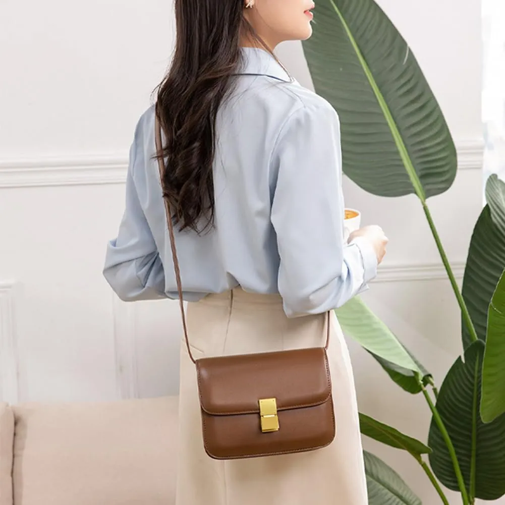 Trendy Square Shoulder Bags, Small Crossbody Purses for Women PU Leather Satchel Handbag Adjustable Strap