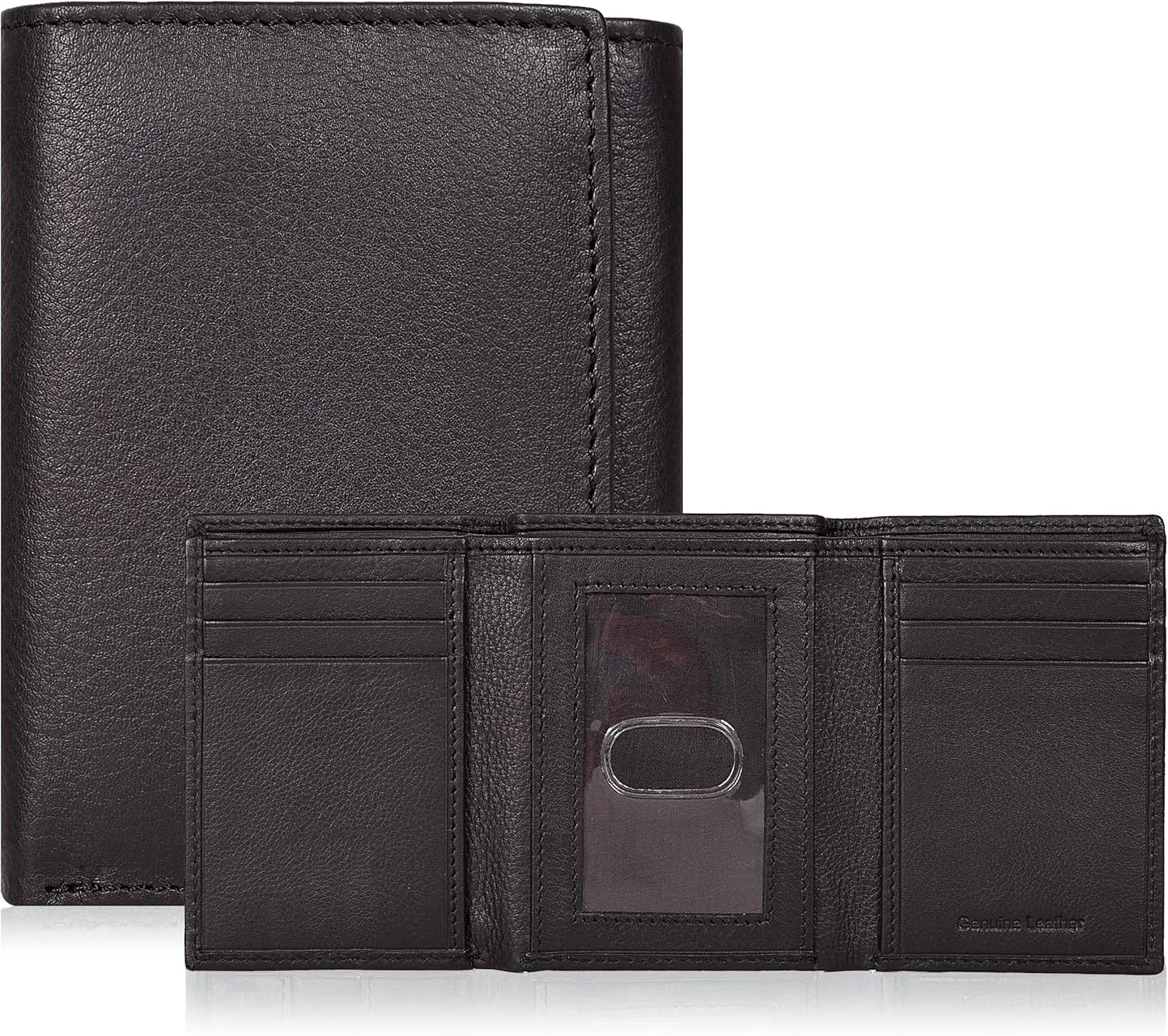 Tri fold Leather Wallet for Men with RFID | Slim Wallets for Men with 1 ID and 6 Credit card slots | Front Pocket Minimalist
