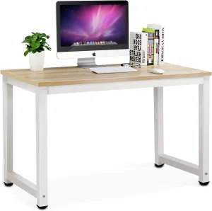 Tribesigns Computer Desk, 47 inch Modern Simple Office Desk Computer Table Study Writing Desk for Home Office, Light Walnut