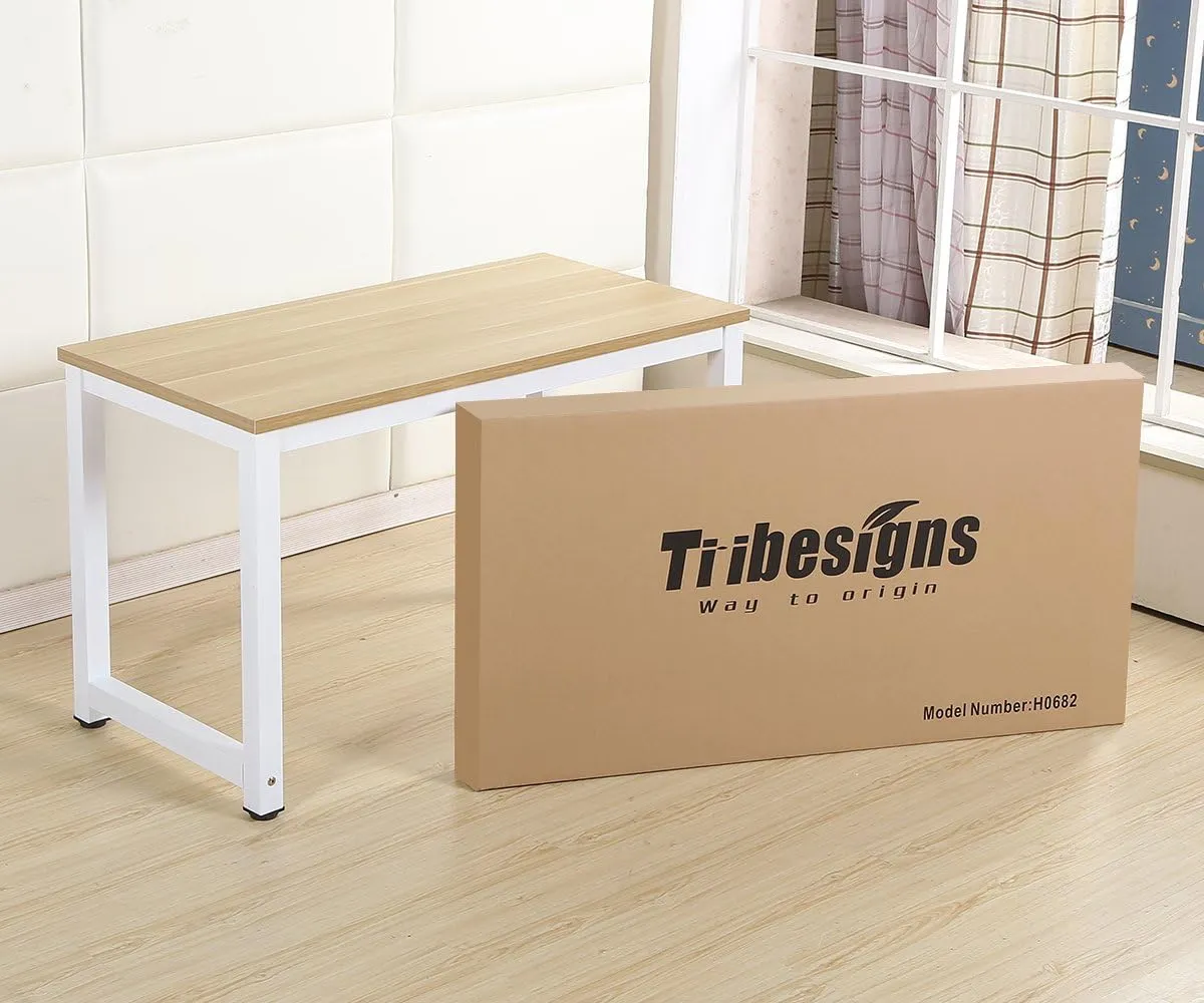 Tribesigns Computer Desk, 47 inch Modern Simple Office Desk Computer Table Study Writing Desk for Home Office, Light Walnut