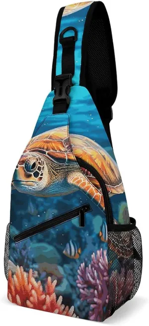 Tropical Fish Starfish Crossbody Sling Bag for Women Men Sling Backpack Travel Chest Bag Pack Man Purse Shoulder Bags Daypack for Travel Hiking Cycling